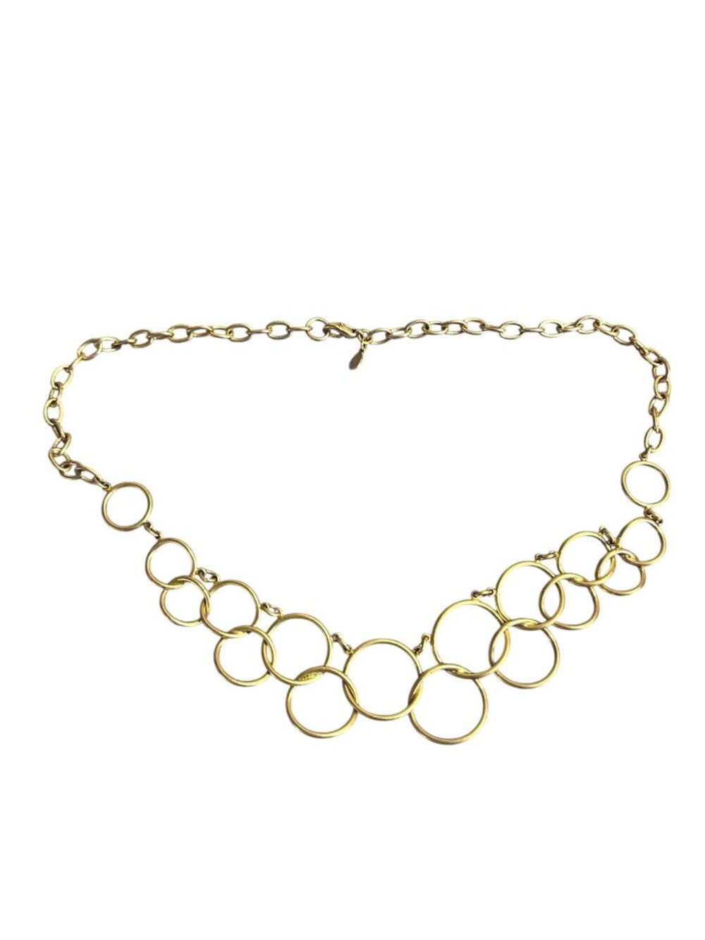 Vintage Premier Designs Goldtone Circle Links Chain Bib Necklace 16 inches Long